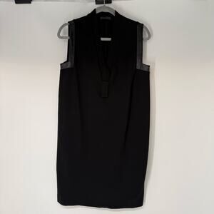 She's So Mini Shift Dress Womens Size 44 US 8 Black Sleeveless V-Neck